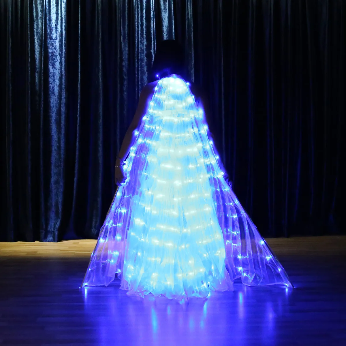 Alas LED azules para danza del vientre, alas fluorescentes de mariposa Isis para actuación de adultos, palos para traje de Festival de Carnaval