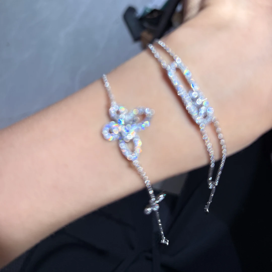 S925 Sterling Silber Voll-Diamantbesetztes Schmetterlings-Armband für Damen, CNC-beschichtet mit 18K Gold, Smart-Armband