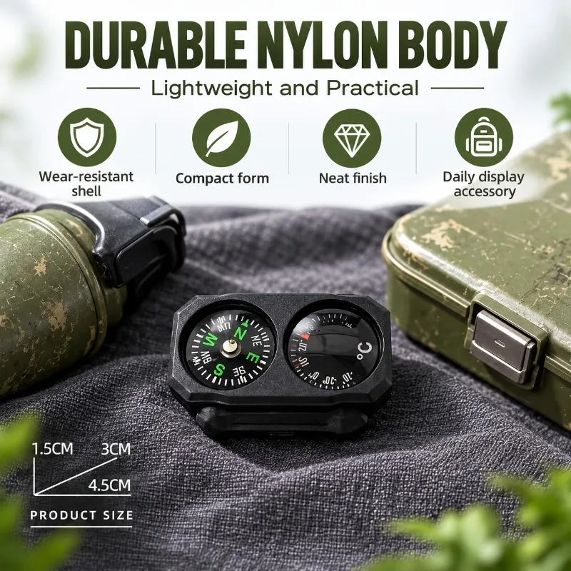 20mm Rail Mount Nylon Compass with Thermometer Multi‑Purpose Hobby Decoration Accessory