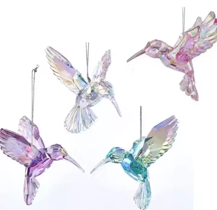 Christmas hummingbird pendant acrylic animal shining statue pendant garden tree decoration party favor