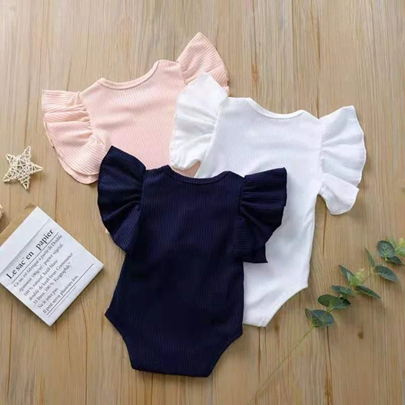 0-24M Baby Girl Flare Sleeve Romper Jumpsuit Summer Outfit