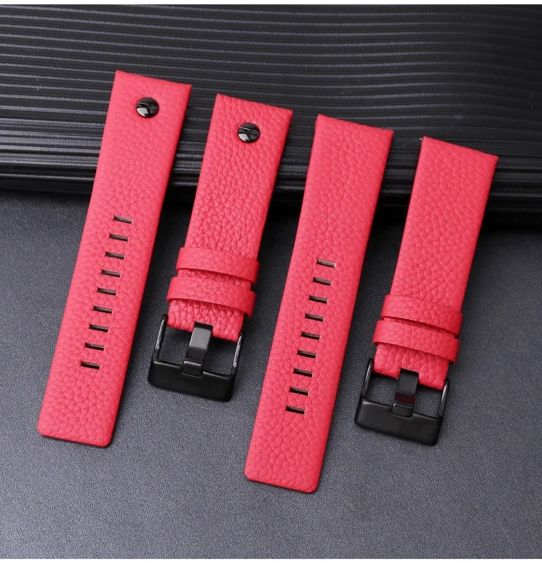 Litchi wristband for Diesel cowhid watch band men\'s DZ7395 DZ7370 DZ7257 red watch strap 20mm 22mm 24mm 26mm 28mm 30mm Bracelet