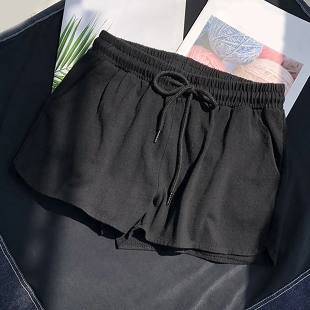 Pantalones cortos casuales con cintura elástica para mujer con ajuste de pierna ancha y suelto, adecuados para deportes, uso diario en el hogar y las vacaciones