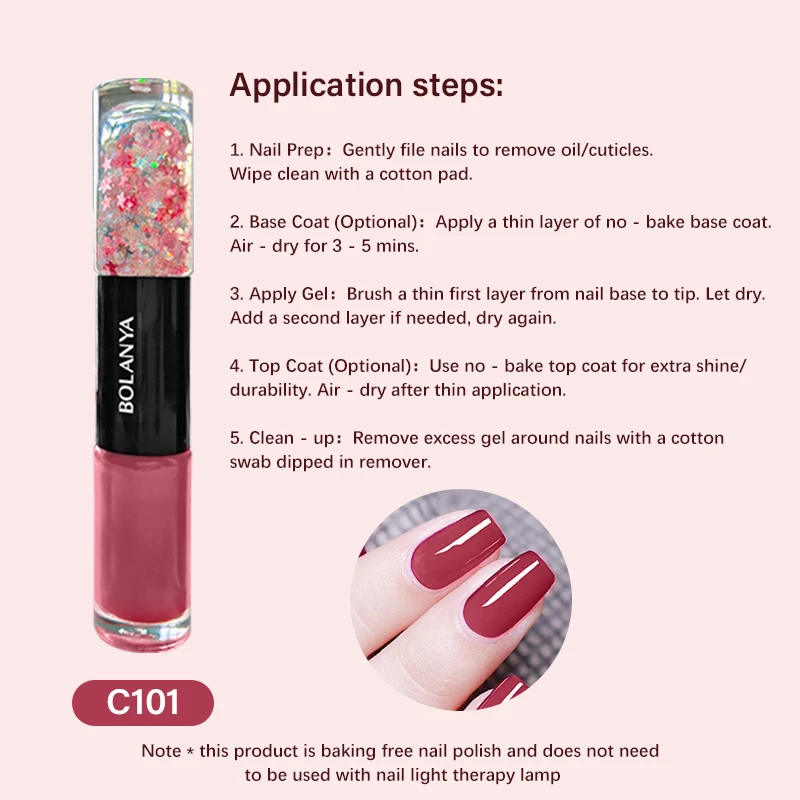 Double Ended Glitter Nail Polish Set – No UV Quick Dry 2 in 1 Gel Effect Polish with Built-in Brush Long Lasting High Shine