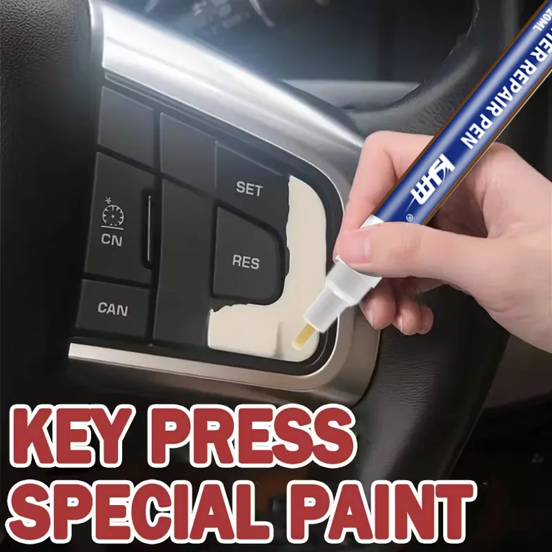 KJM Car Interior Touch-Up Paint Pen, Black Plastic Parts & Button Repair Paint, Quick Scratch & Wear Remover