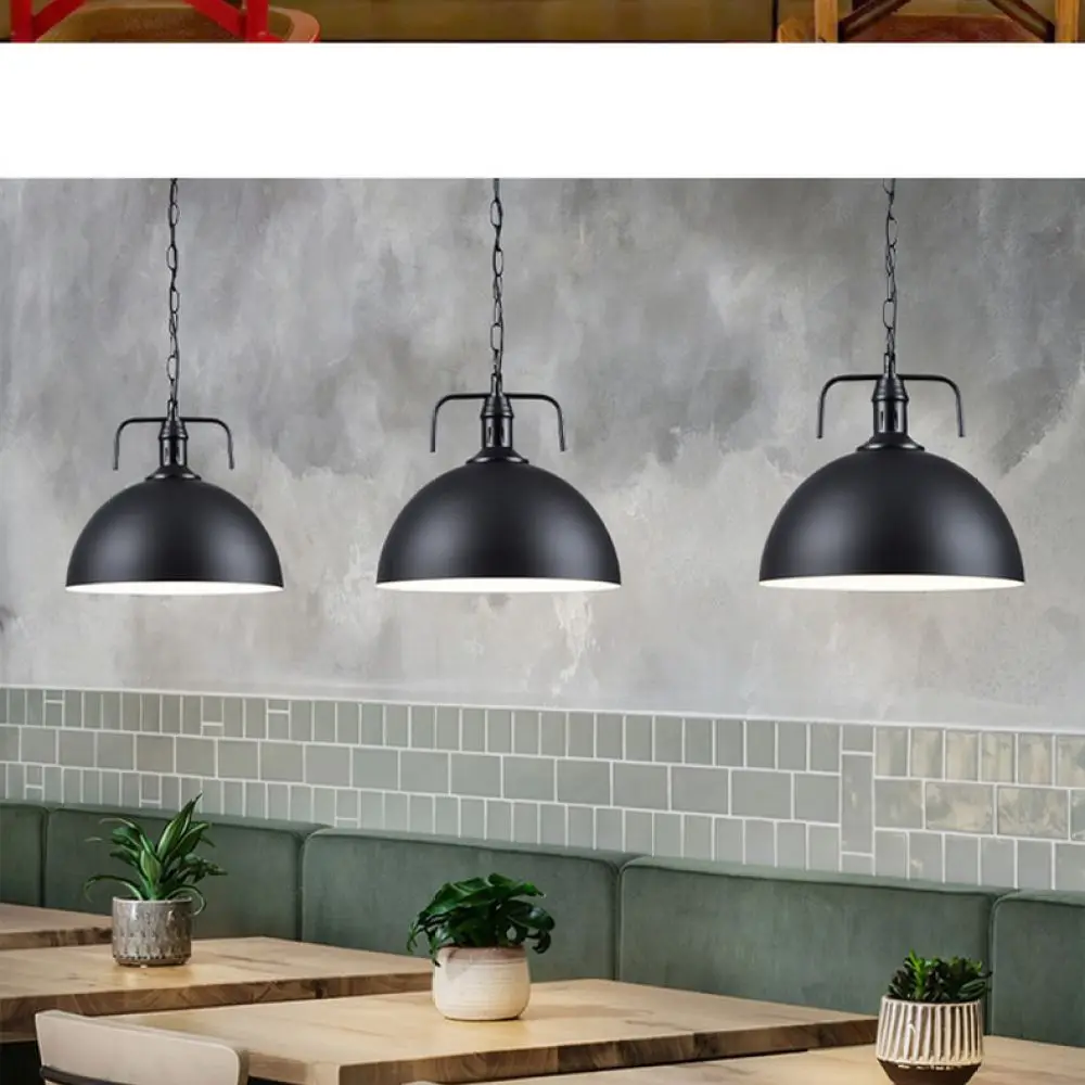 Rustic Industrial Iron Pendant Lamp Dome Ceiling Hanging Fixture For Restaurant Pub Kitchen Dining Room Decor