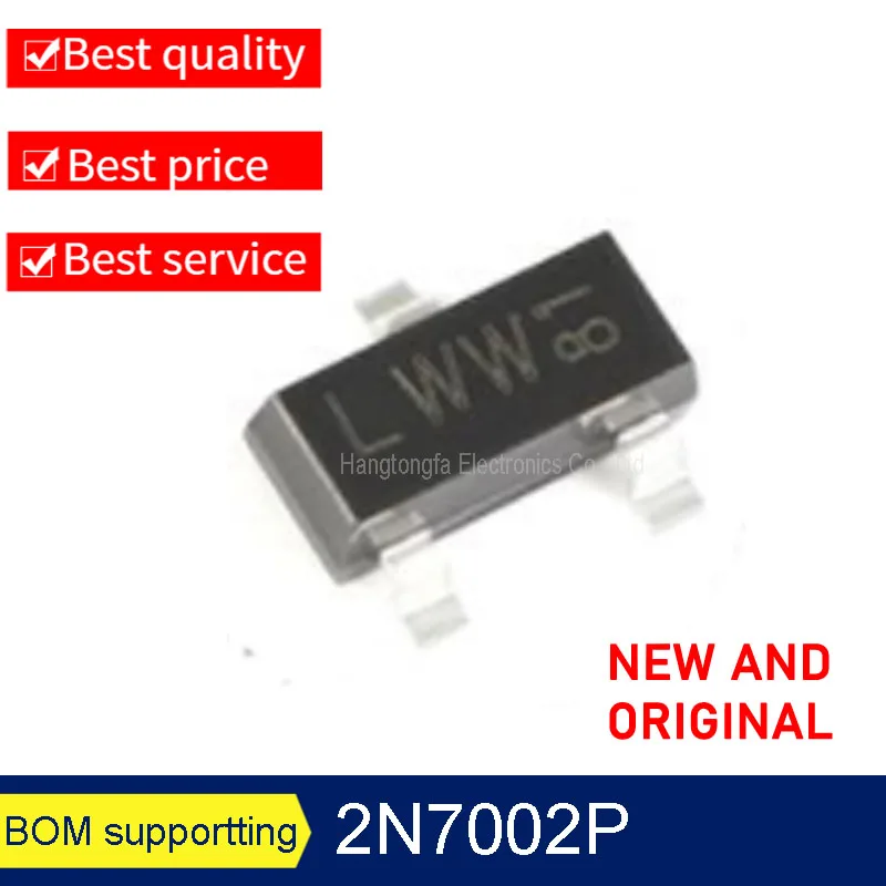 50PCS/Lot Original 2N7002P 2N7002  Marking LWW  SOT23 60V 300MA  SMD Triode NEW