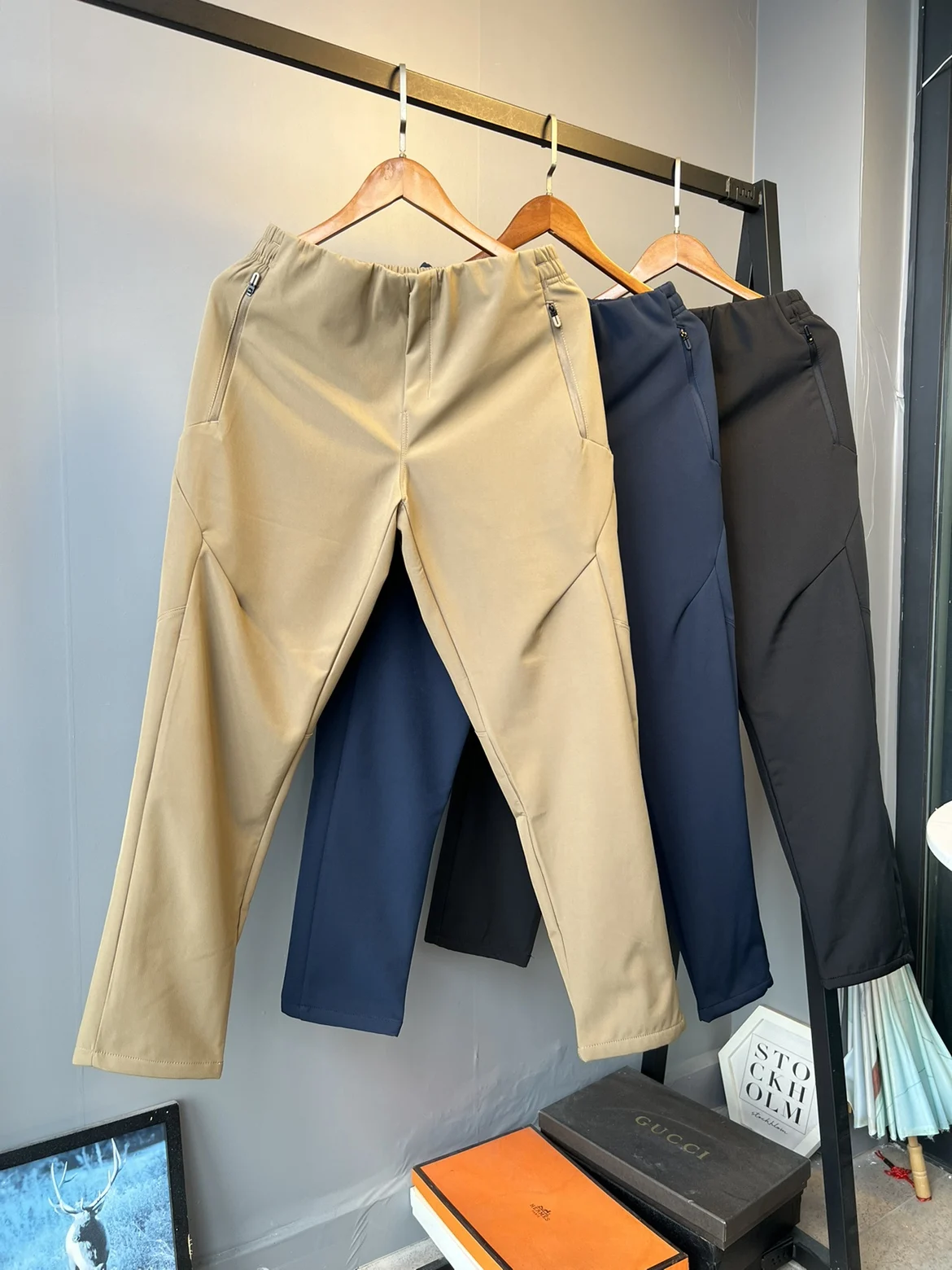 

Outdoor Lightweight Cosite Self-Heating Men's Fce-Lined Windproof Waterproof Casual Hiking Long Pants Straight Leg