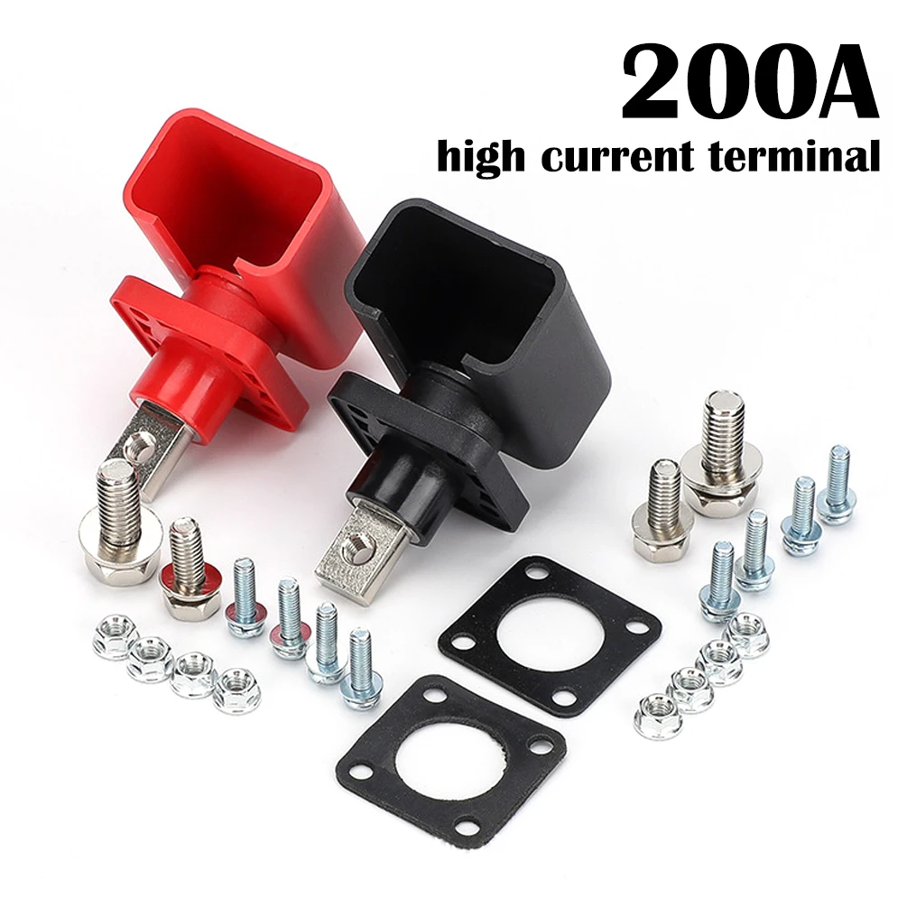 Lithium Battery Pack Connector Load Terminal Nickle Plated Copper 200 A Red Black With Protection Cap High Current Terminal Post