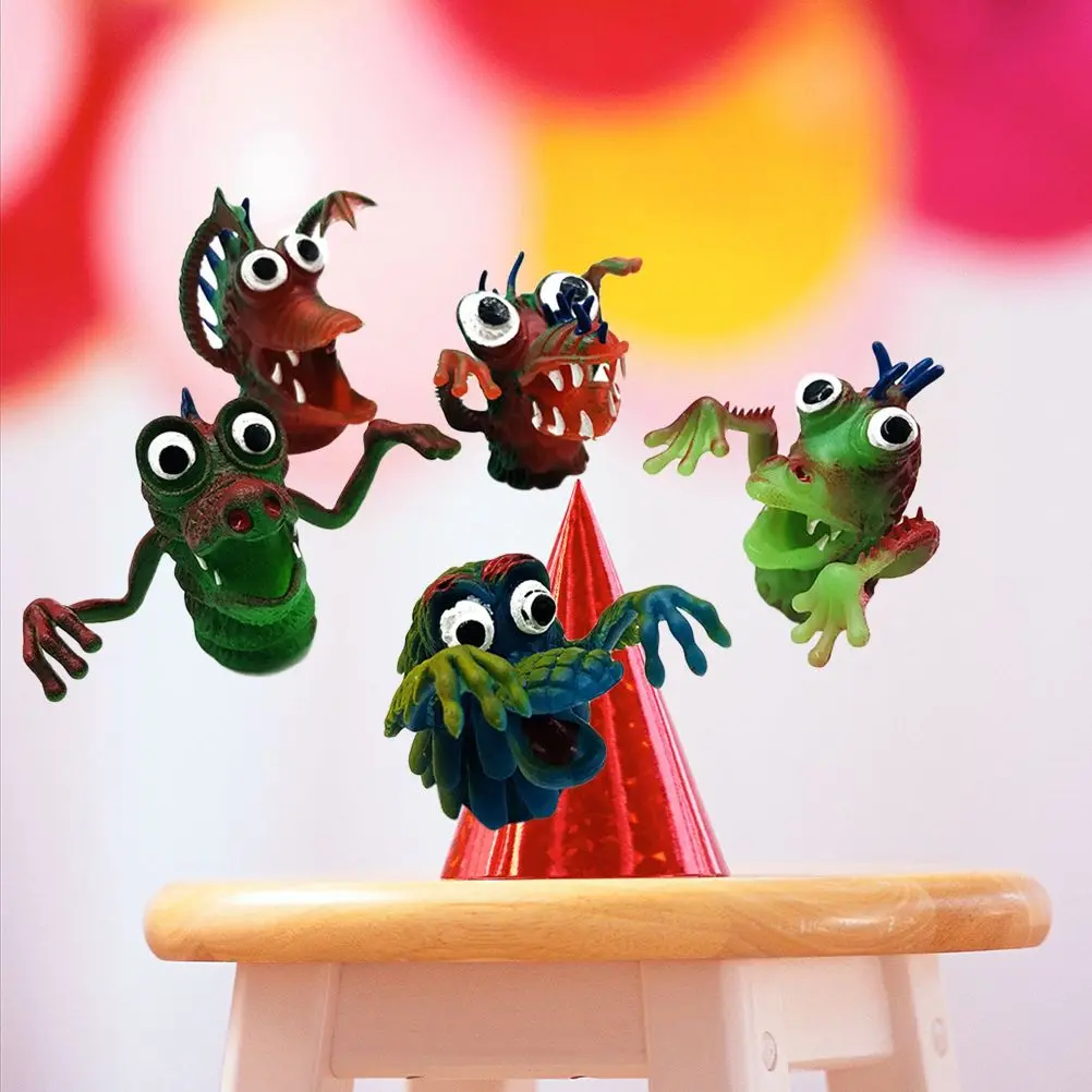 Marionetas de dedo para niños, juego de historias de animales de silicona, juego de juguetes educativos para niños, marioneta de mano de Animal bonito, regalo para niños pequeños, 5 uds.