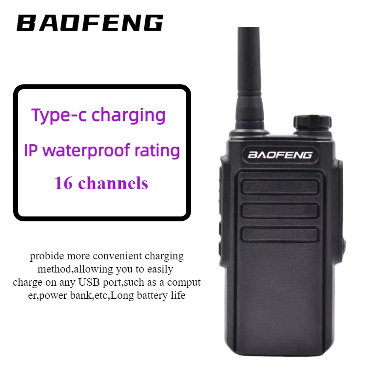 Baofeng AR-12 Mini Walperforated Talkie Radio bidirectionnelle Copy Dead UHF Type-C Longue portée Ham Radio bidirectionnelle 16 canaux