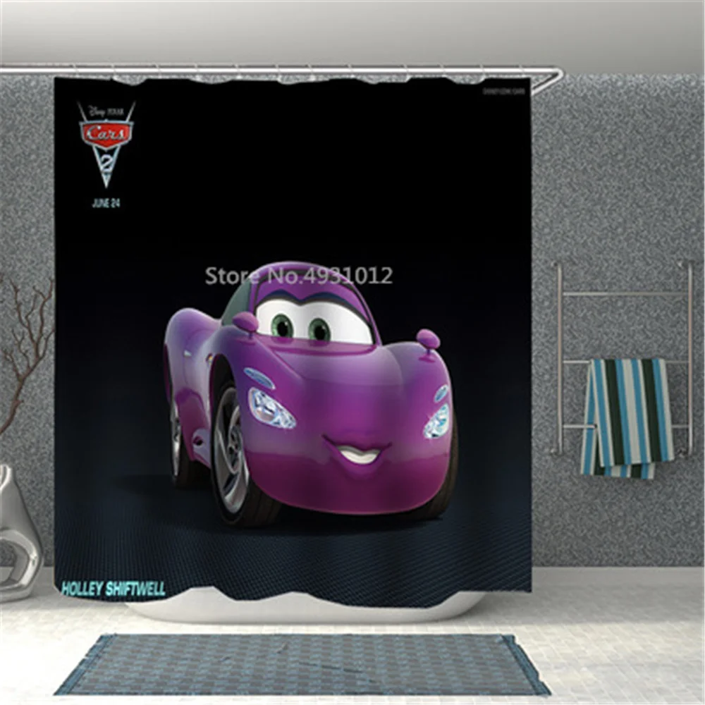 Cortina de baño de Anime Three Lightning Mc Queen Cars V8, cortinas de ducha impermeables, pantalla, cortinas de baño para decoración de baño