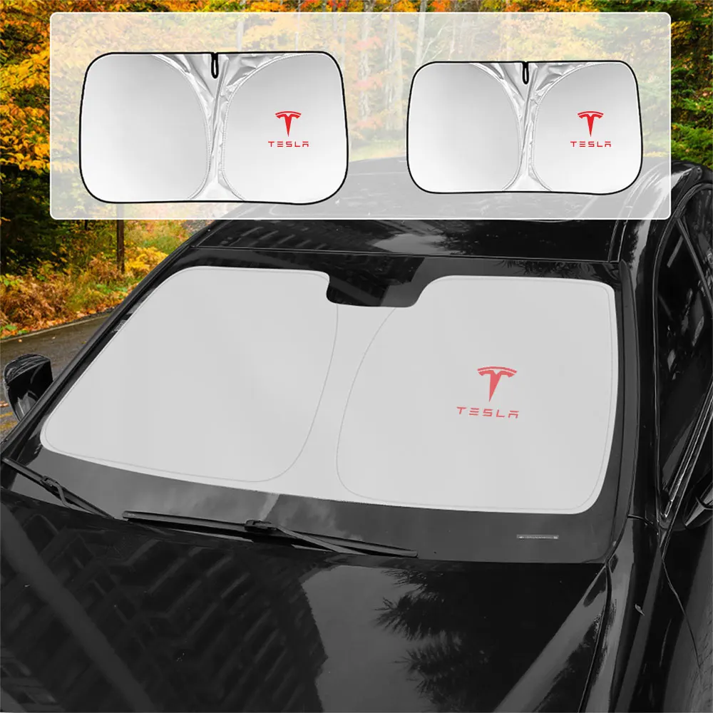 Car Front Windshield Sun Visor Foldable Sun Shade Cover for Tesla Model Y Model 3 2017-2023/MODEL3 Highland 2024 Model S Model X