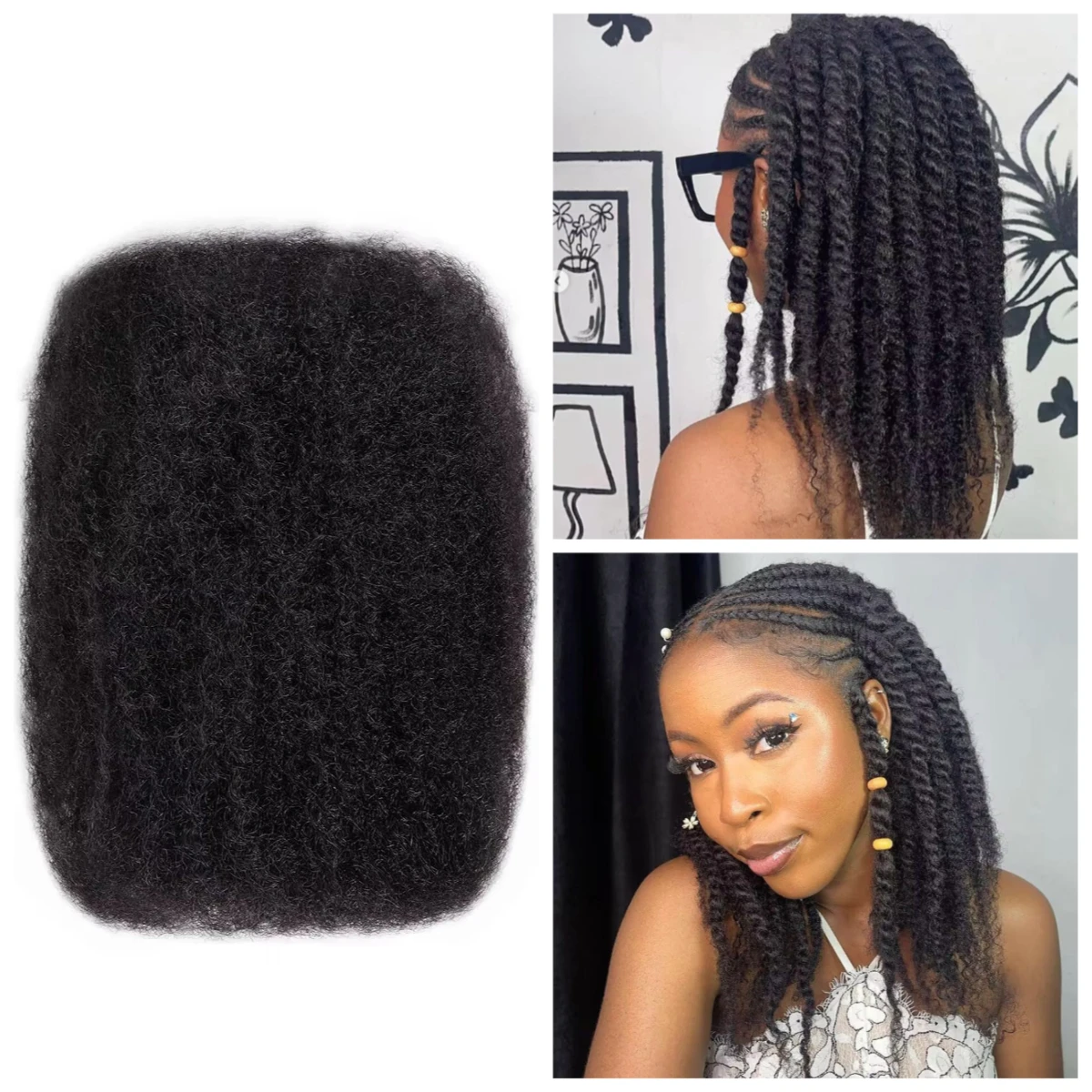 

Easy Braiding Afro Kinkys Curly Bulk Hair 18inch 50G/pack 100% Human Hair for Twist Braids Locs Afro Kinky Remy Hair Bundles