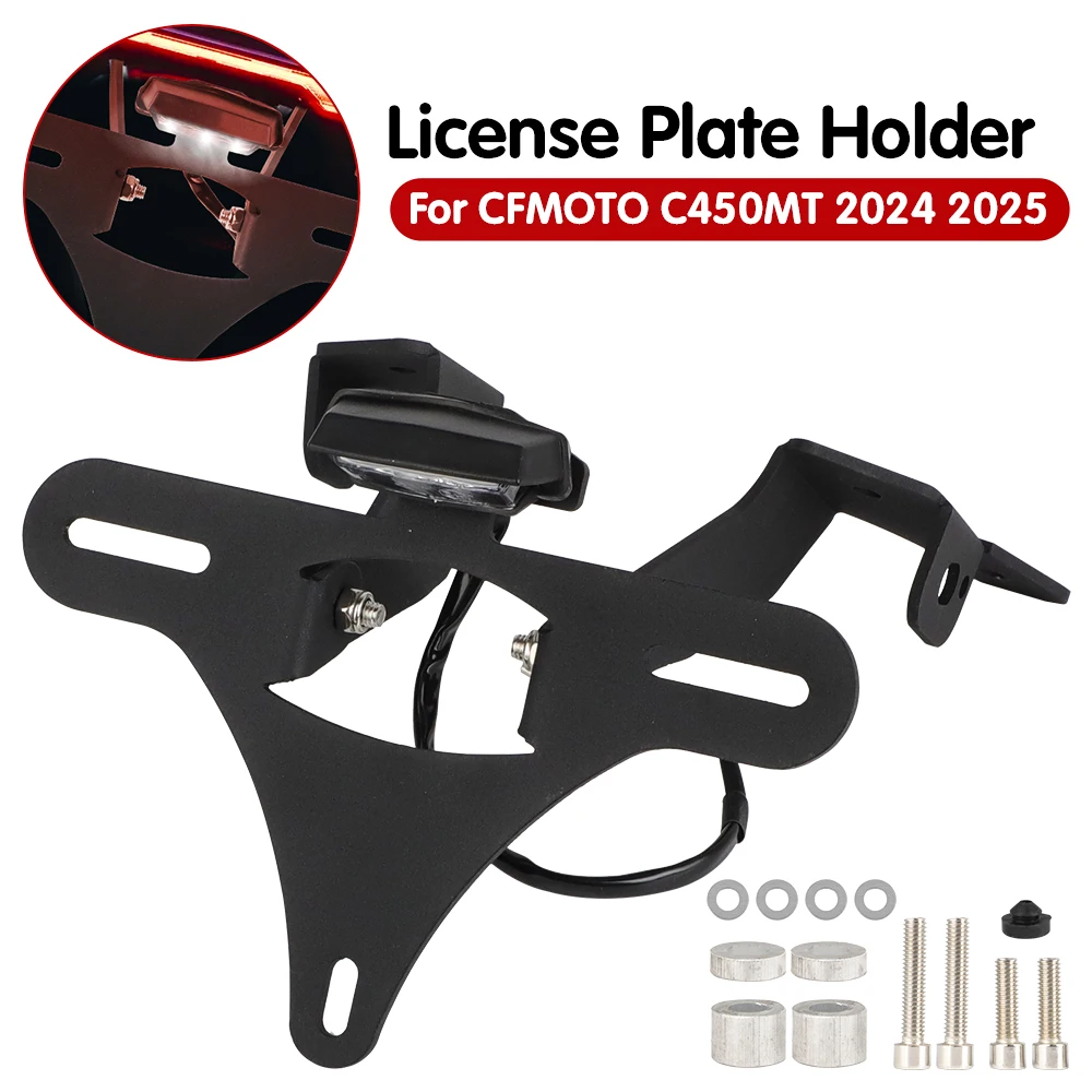

Motorcycle License Plate Holder Bracket For CFMOTO CF MOTO CF450MT 450 MT 2024-2025 Rear Tail Frame Kit With LED Light 450MT