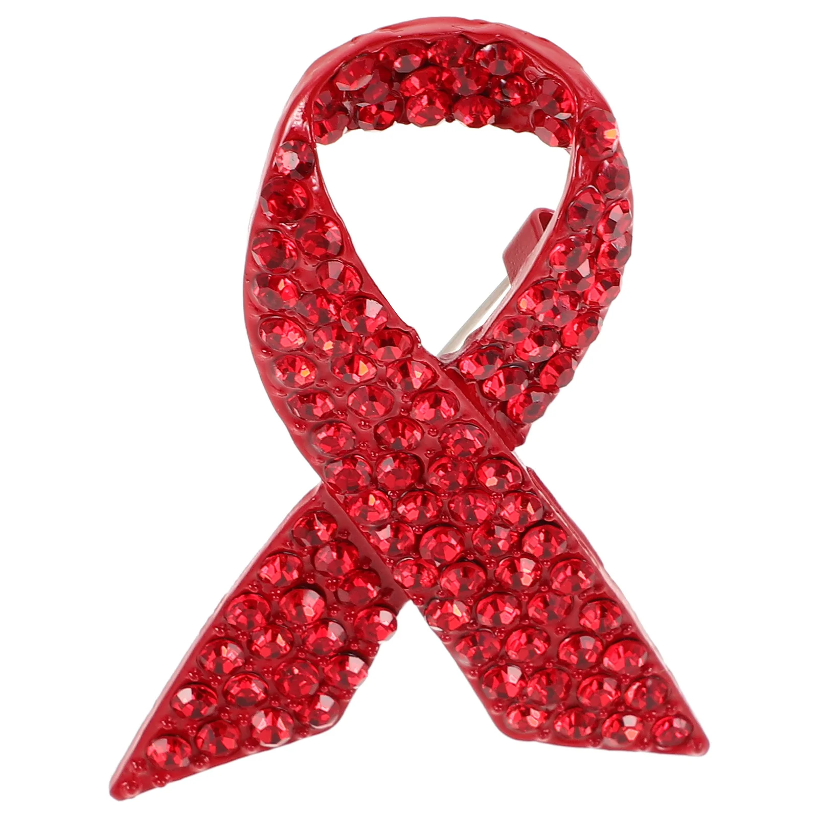 Rhinestone Red Ribbon Brooch Pin Alloy Cancer Awareness Breastpin Lapel Pin Clothes Creative Brooch Jewelry Cancer Lapel Pins