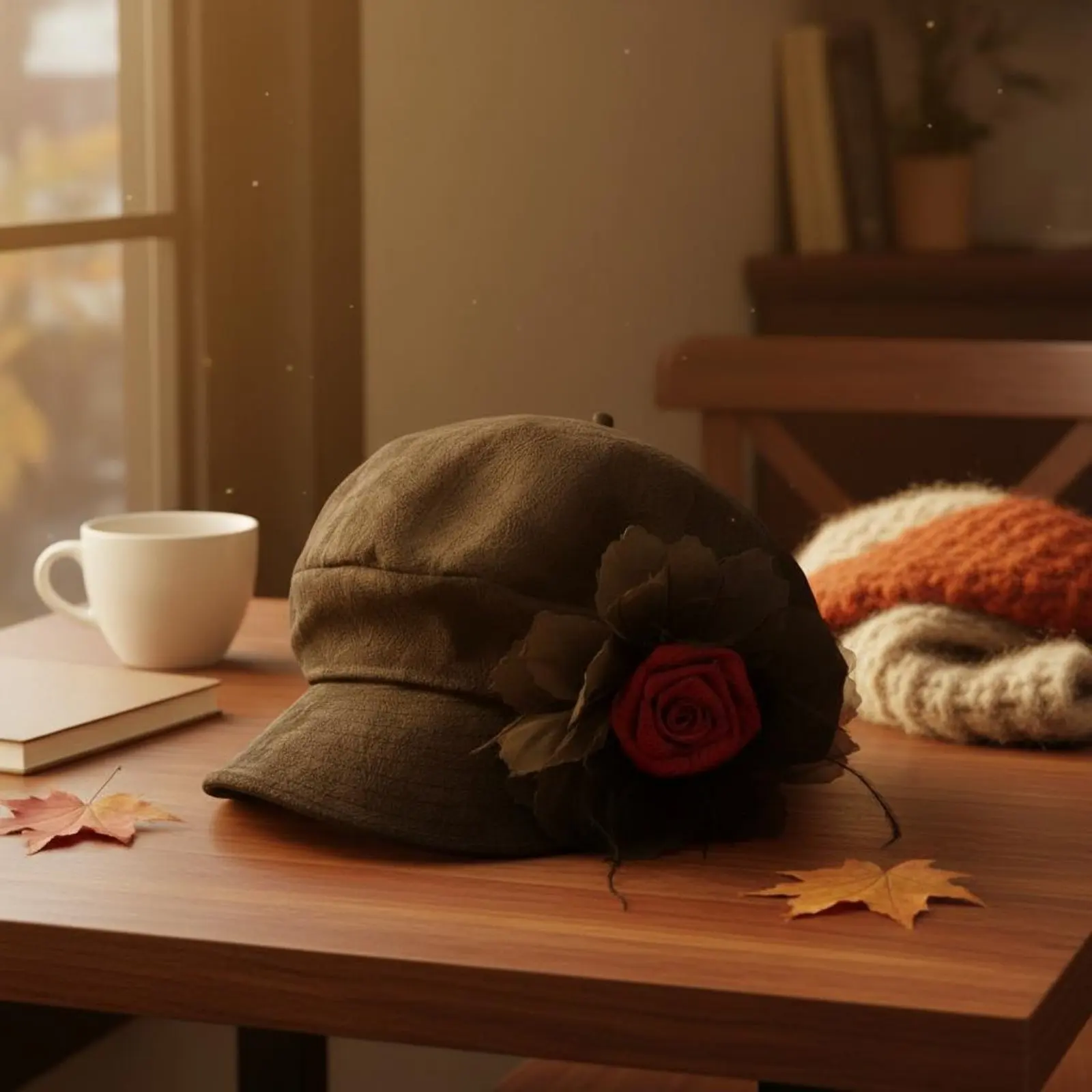 Flower Beret Vintage Ruffled Beret Octagonal Cap Creative Headwear Versatile