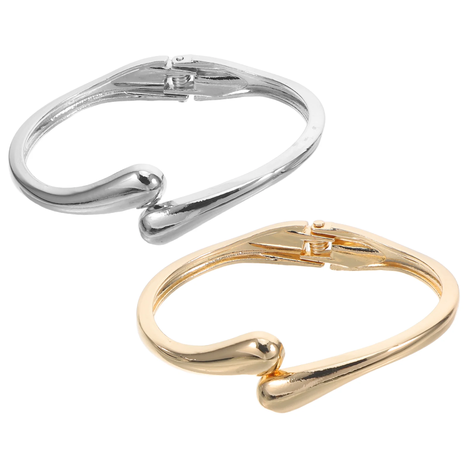 

2 Pcs Metal Fashionable Water Drop Bracelet Miss Alloy Bangles Bracelets for Women