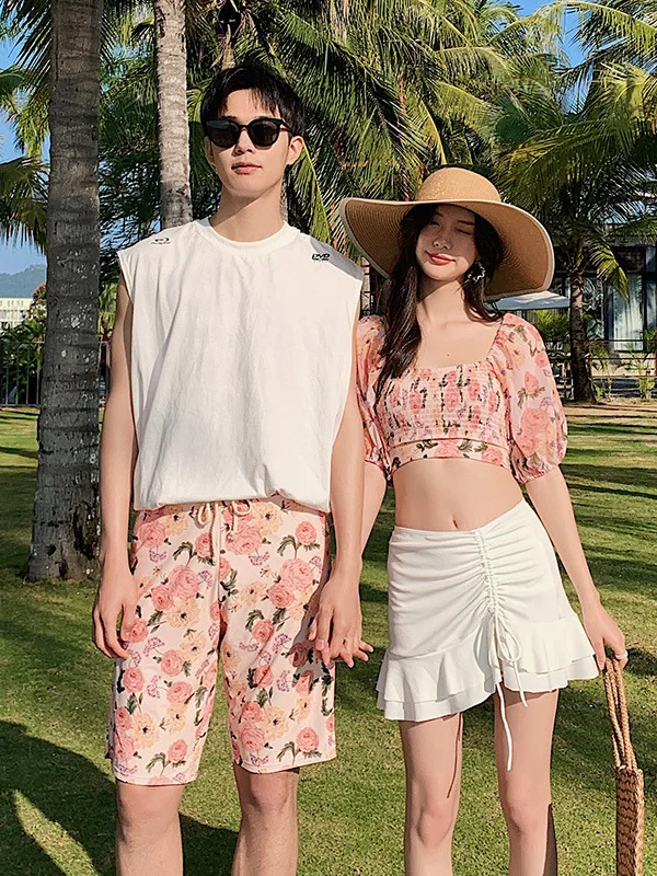 

Консервативный раздельный купальник для женщин и мужчин, пляжная одежда, термокупальник, спортивное бикини для пар