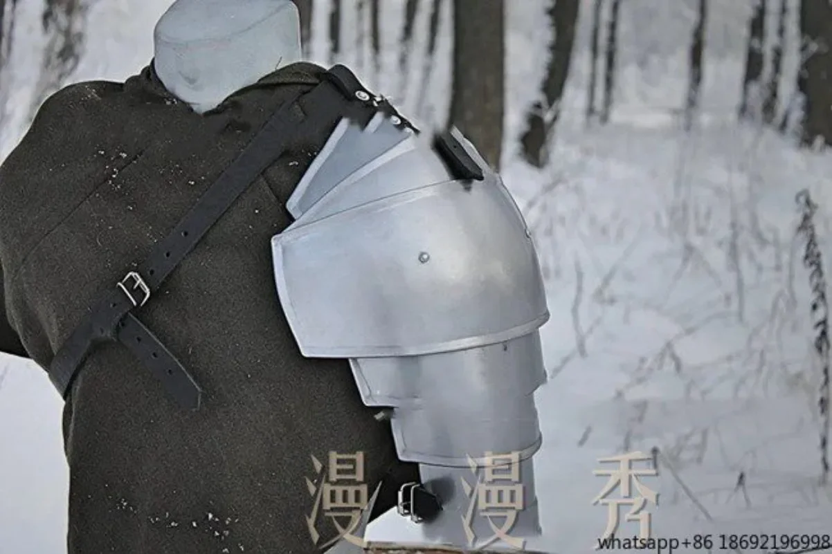Silver Multi-layer Shoulder Armor Vintage Medieval Male Martial Arts Shoulder Pads Performance Clothing Stage Supplies