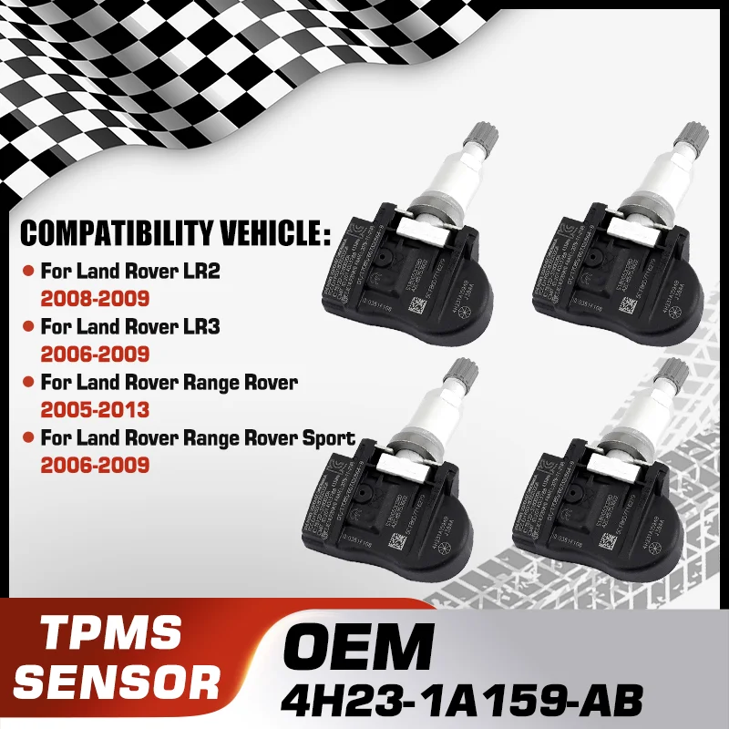 

4H23-1A159-AB TPMS Tire Pressure Sensor For Land Rover LR2 Land Rover LR3 Land Rover Range Rover Land Rover Range Rover Sport