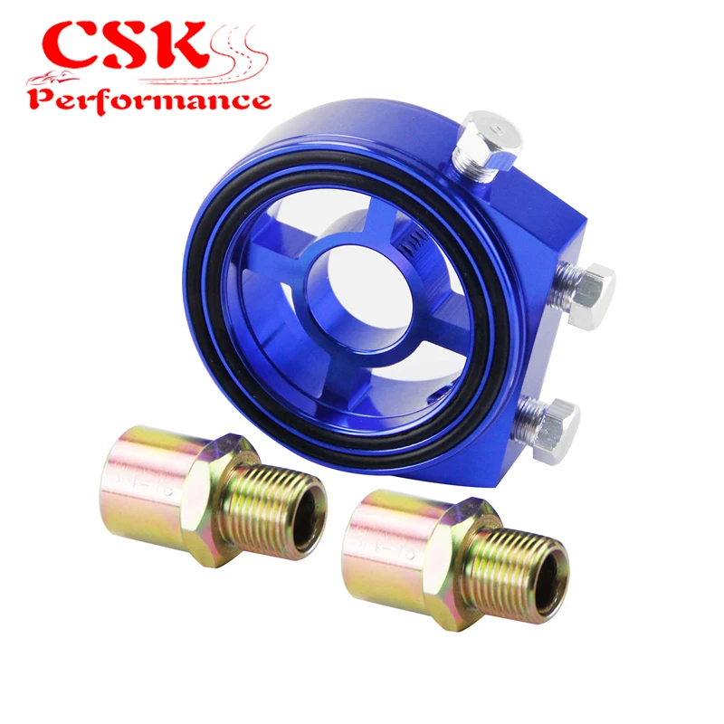 

Oil Filter Block Adaptor Sandwich Plate For Pressure Temperature Sensor Gauge M20x1.5 and 3/4UNF16 Blue/Silver