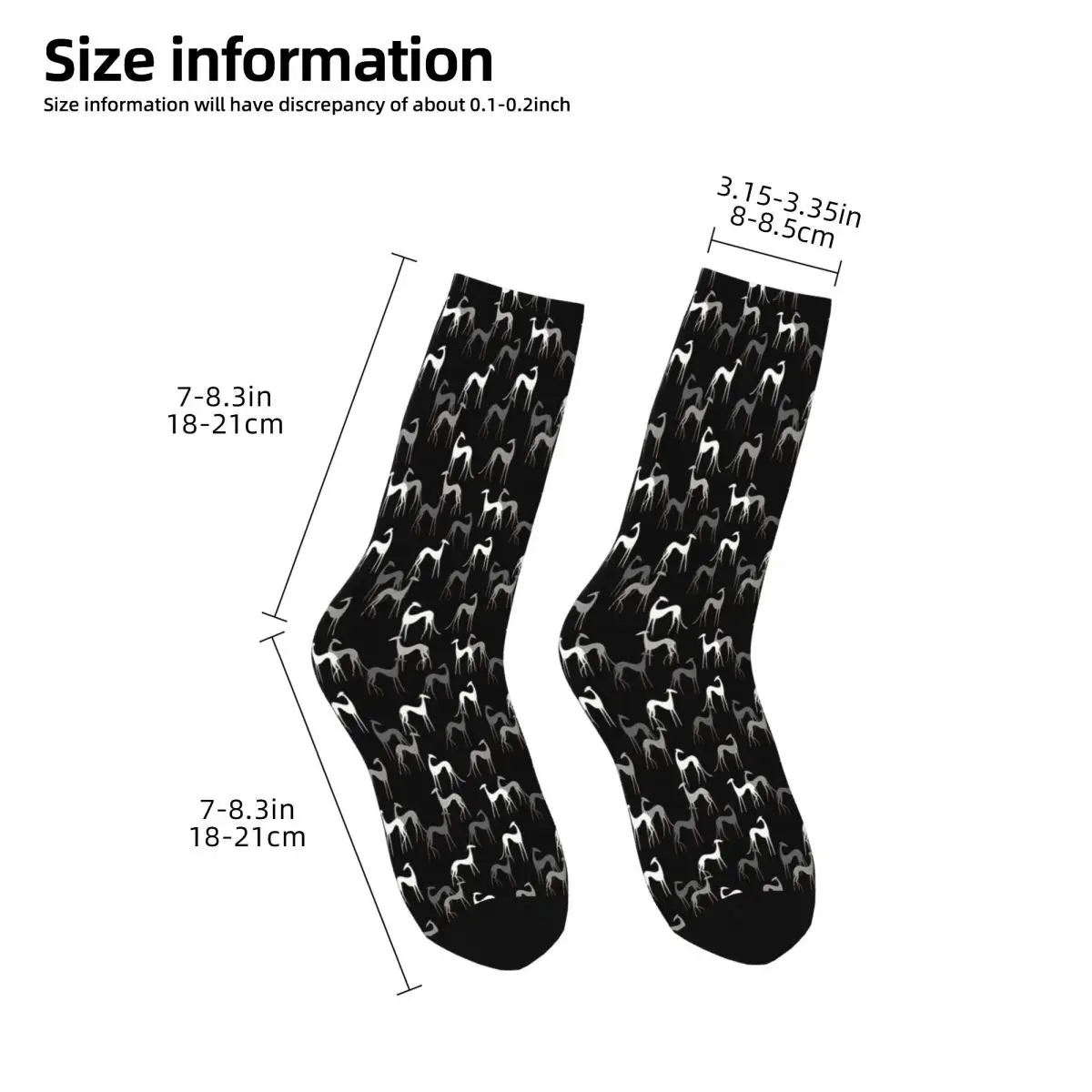 Chaussettes en polyester pour hommes et femmes, bas de printemps, lévrier noir, chien Whippet