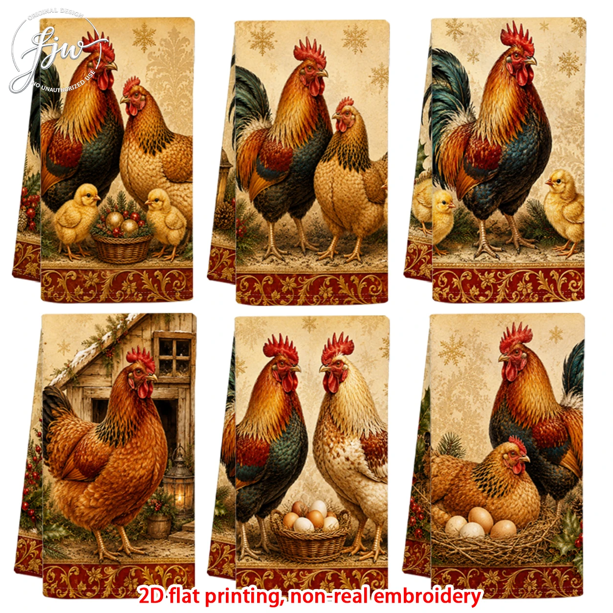 6pcVintage Farm Rooster Chicken Family Garden Flags  Rustic Farmhouse Yard Outdoor Decor