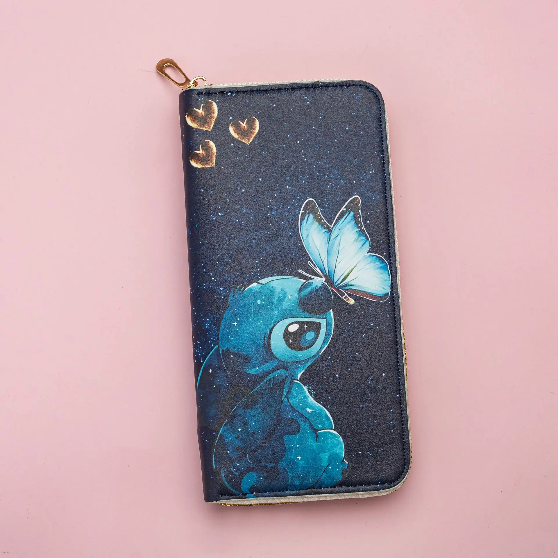 Bolso de mano de Disney para niñas, monedero de punto, cartera larga de dibujos animados de Anime Madam, tarjetero, monedero de bebé de punto, billetera bonita