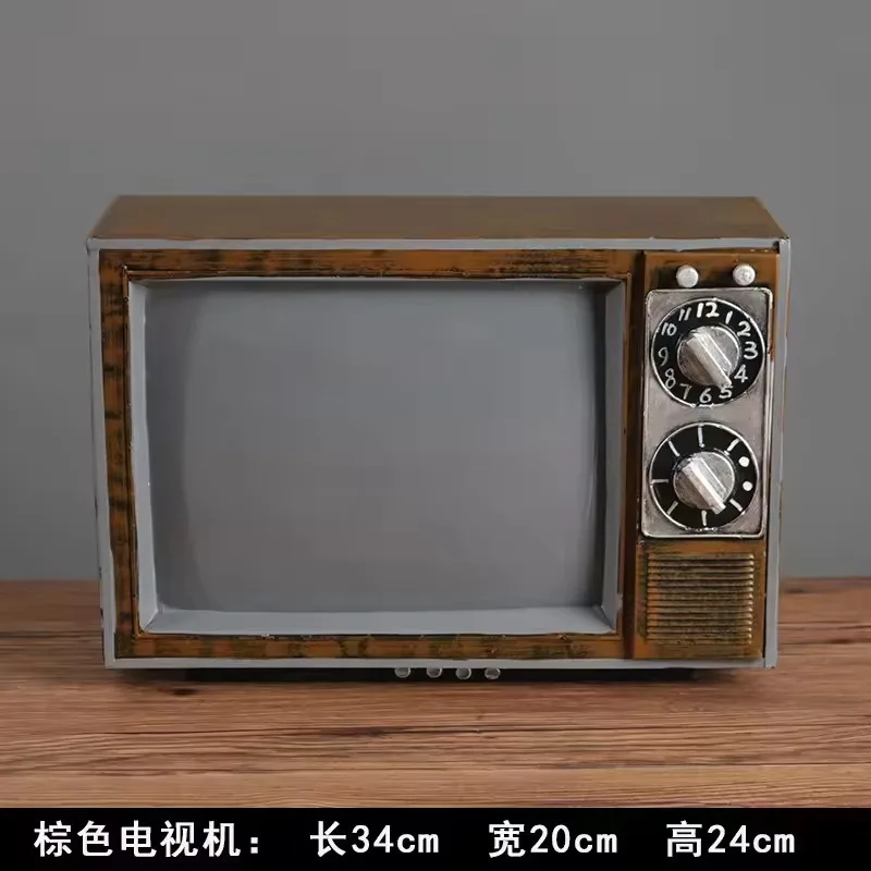 Vintage 60s-80s Black and White TV Model Retro Distressed Decor Ornament Bar Restaurant Prop