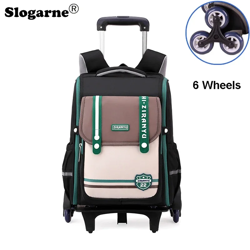 2026 New Students Wheel Schoolbags Boys Trolley Backpack Girls Rolling Backpacks Large Capacity Knapsack High Quality Bookbag