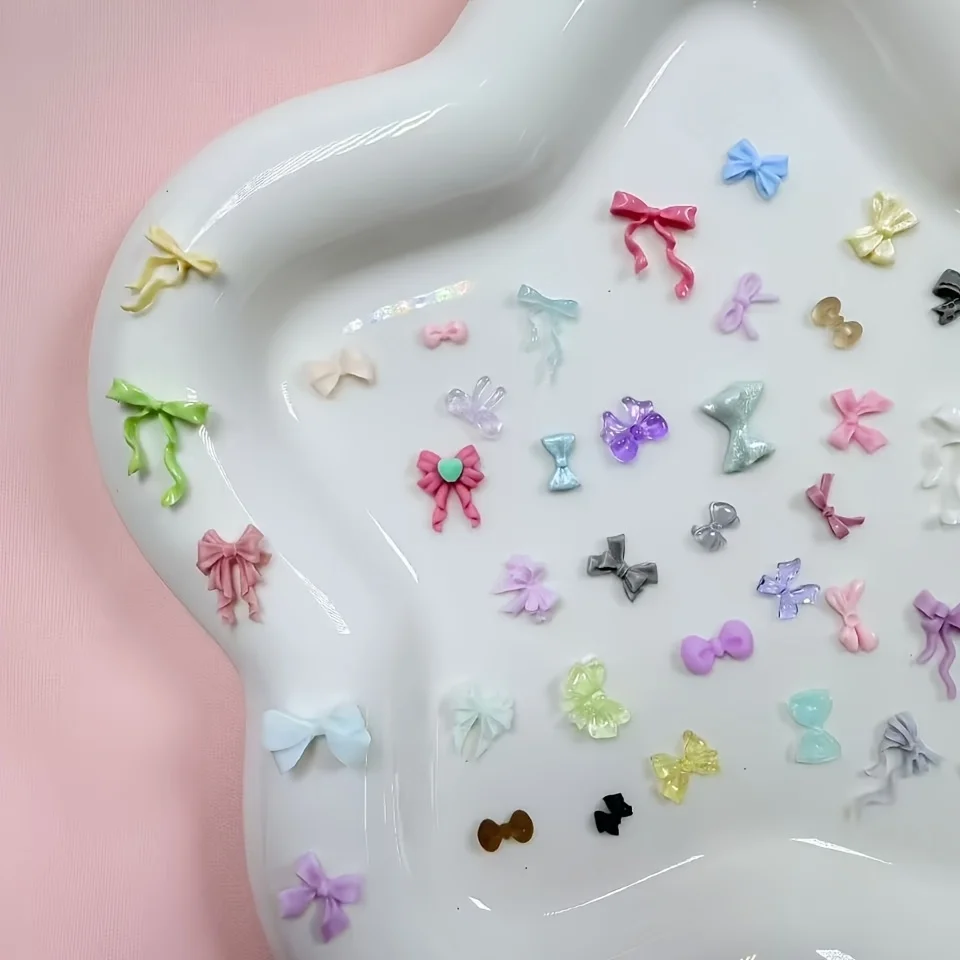 30g Mixed Mini Bow Resin Nail Charms Multicolor 3D Bowknot Nail Decor Y2K Sweet DIY Manicure Accessories For Acrylic Nails