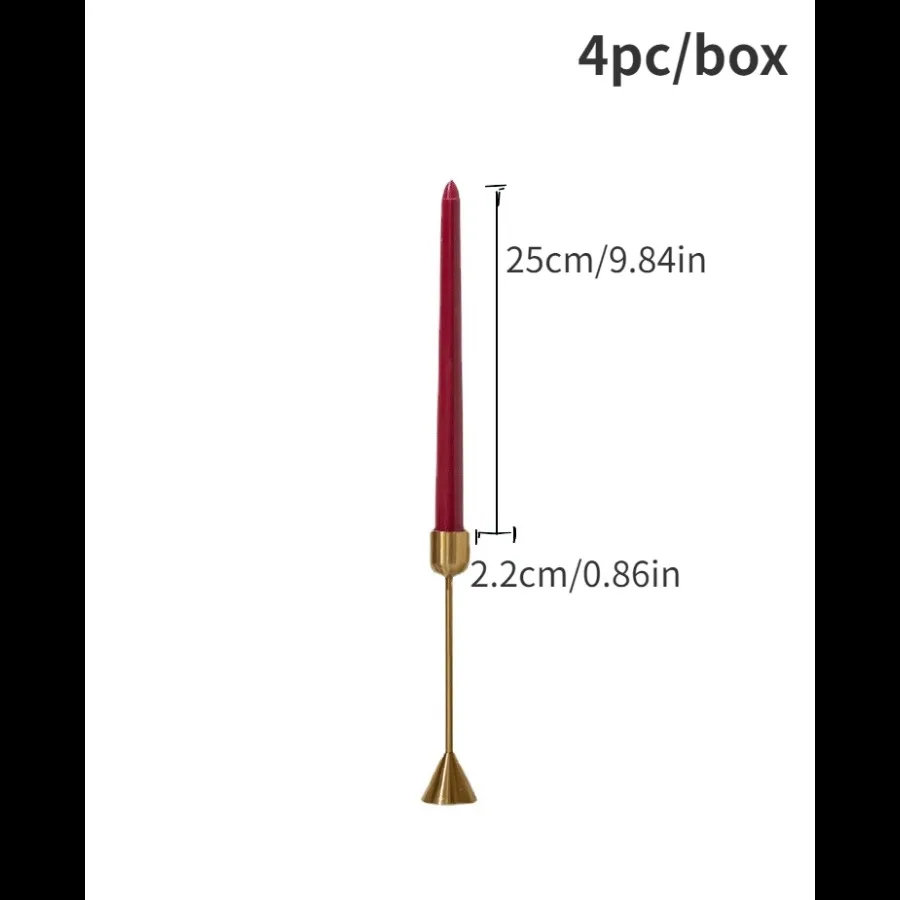 4pcs/set 9.84in gradient color long stem candles, unscented smokeless taper candles for wedding restaurant and home decoration