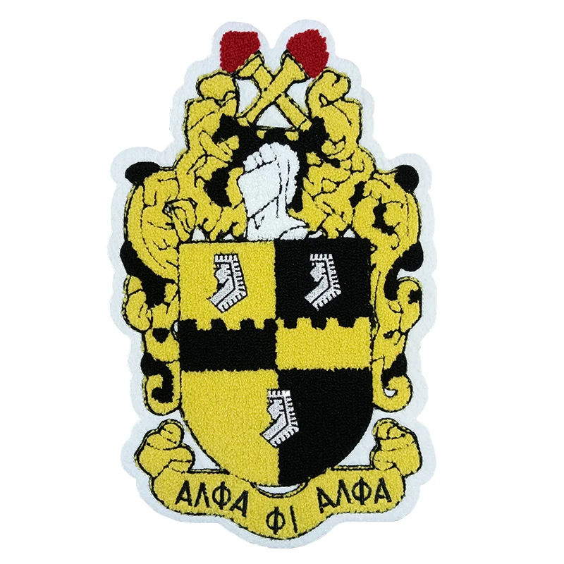 Custom Greek Letters Alpha Phi Alpha 1906 Fraternity Chenille Patches Greek Alphabet Heat Applied Patch for Jacket Hoodies