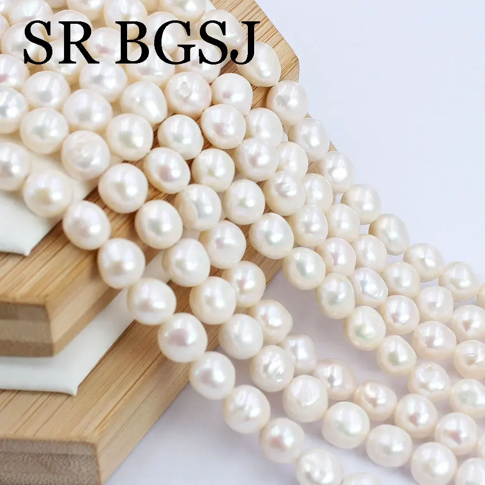 

8-9mm Potato Round White Edison Natural Freshwater Pearl White Making DIY Charm Jewelry Spacer Beads 16"