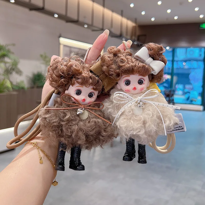 New Big Eyes Vinyl Doll Keychain Pendant Fashion Plush Jacket Cute Shape Loli Doll Backpack Decor Car Keychain For Girl Gift