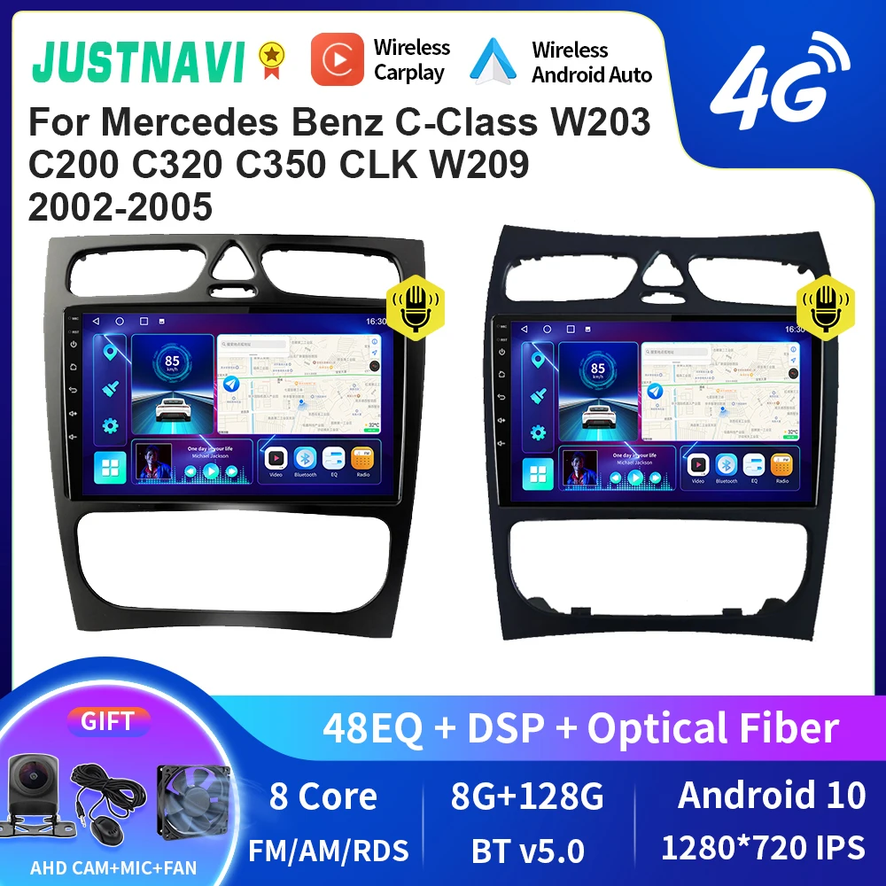 

JUSTNAVI QT10 4G Android 10.0 Car Radio For Mercedes Benz C-Class W203 C200 C320 C350 CLK W209 2002-2005 Multimedia