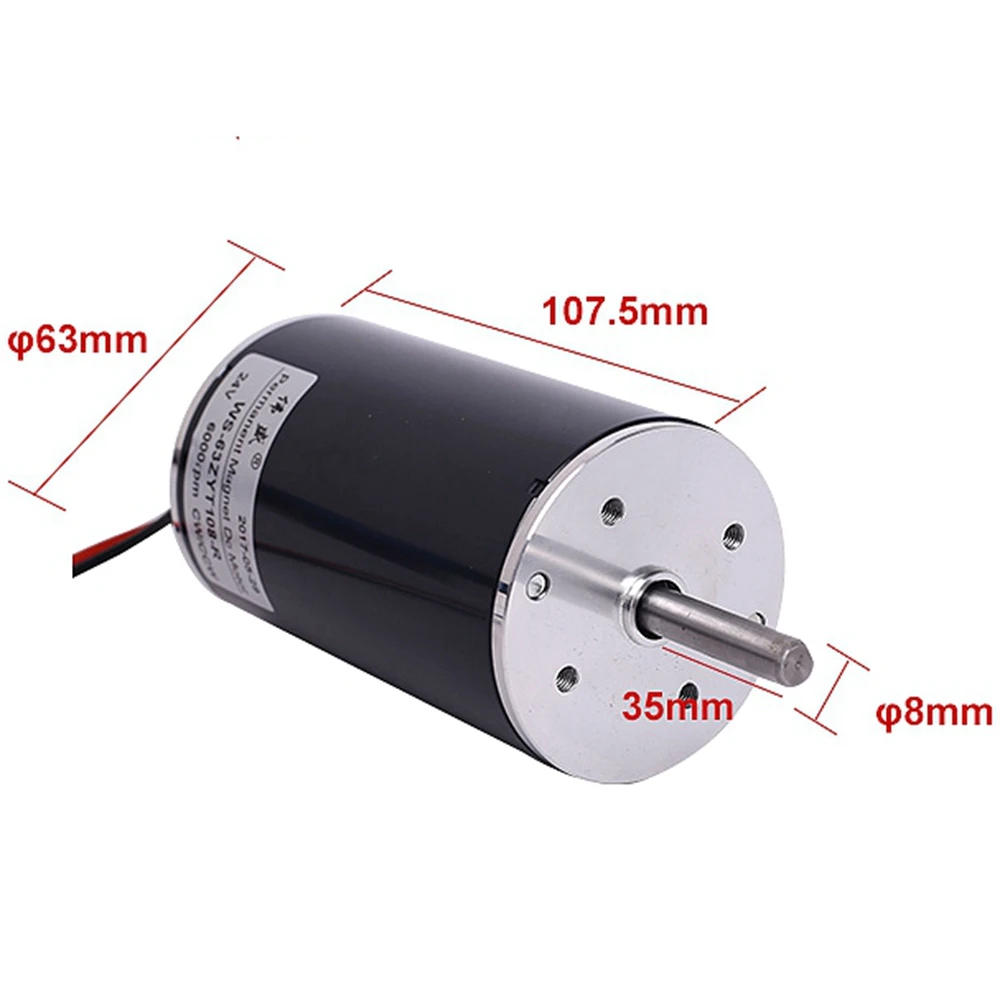 Imagem -04 - Motor de Alta Velocidade do Rolamento de Esferas 50w 2000 w do Eixo do Regulamento mm da Velocidade do Motor 12v 24v 6000100 Rpm do Marshmallow da C.c. de 63 mm