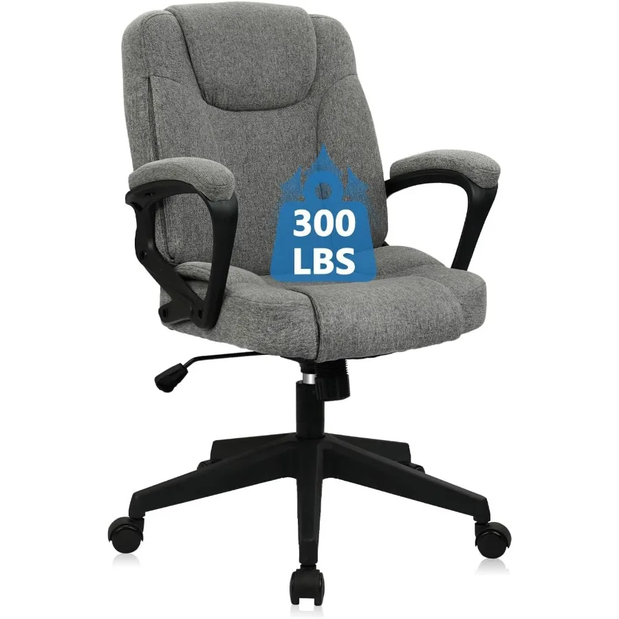 

Fabric Home Office Chair Linen Cloth Ergonomic Swivel Desk Chair with Padded Armrests Adjustable Height Swivel Rolling Computer