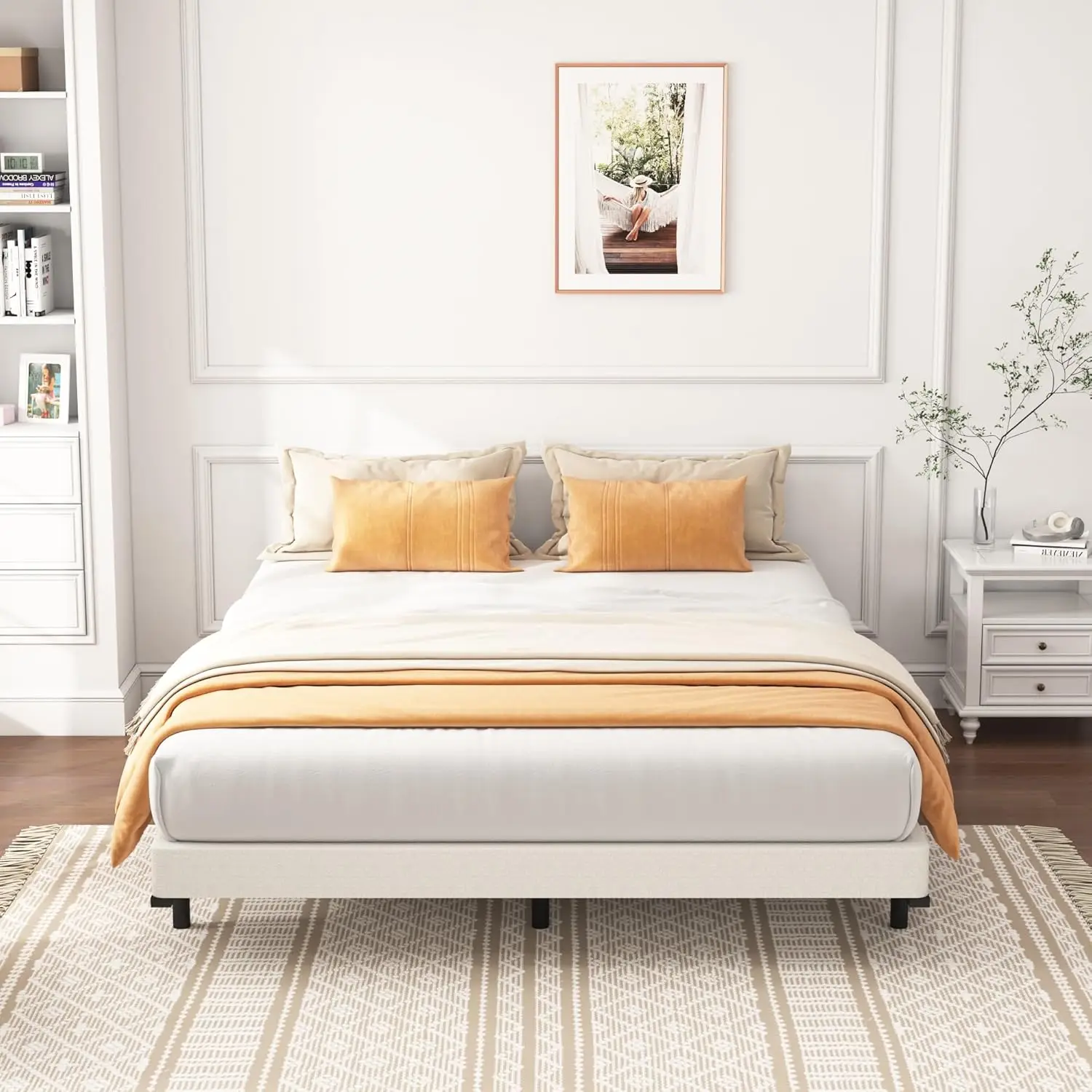 

Box Spring Full Size Bed 4 H - Heavy Duty Box Spring Mattress Foundation Metal Bed Base With Fabric Cover, Noise Free Easy