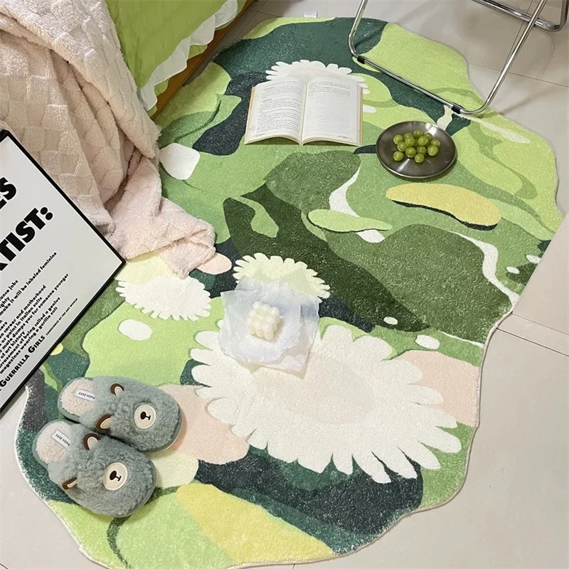 Creative Green Plants Carpet Thick Soft Fluffy Door Mat Bedside Sofa Floor Mat Home Living Room Bedroom Decor Kids Play Area Rug