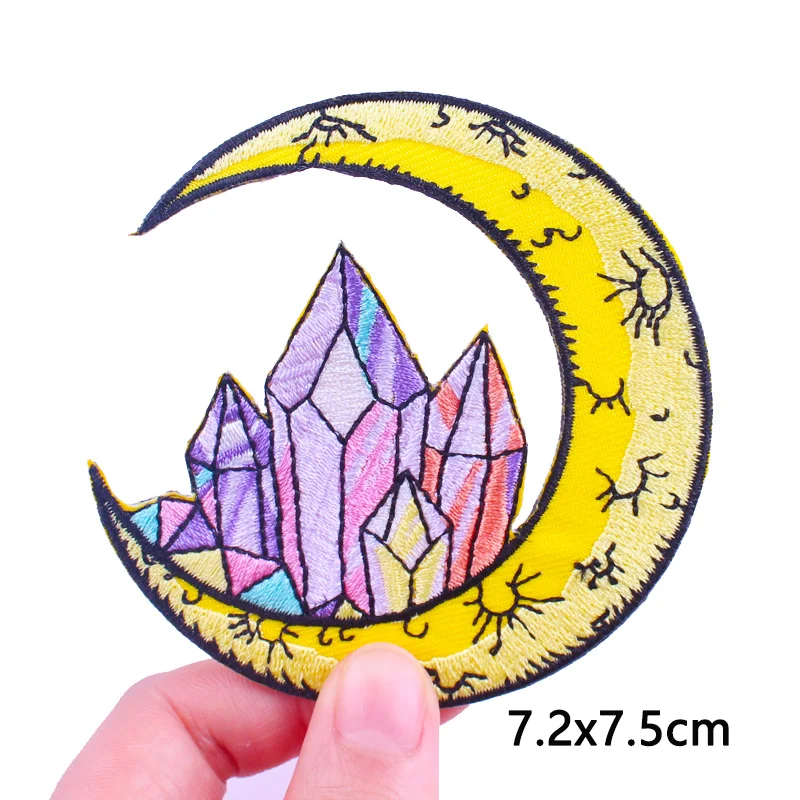 Moon/Sun Embroidery Patch Cartoon Iron On Patches For Clothing Thermoadhesive Patches For Jackets Sew/Ironing/Fusible Patch DIY