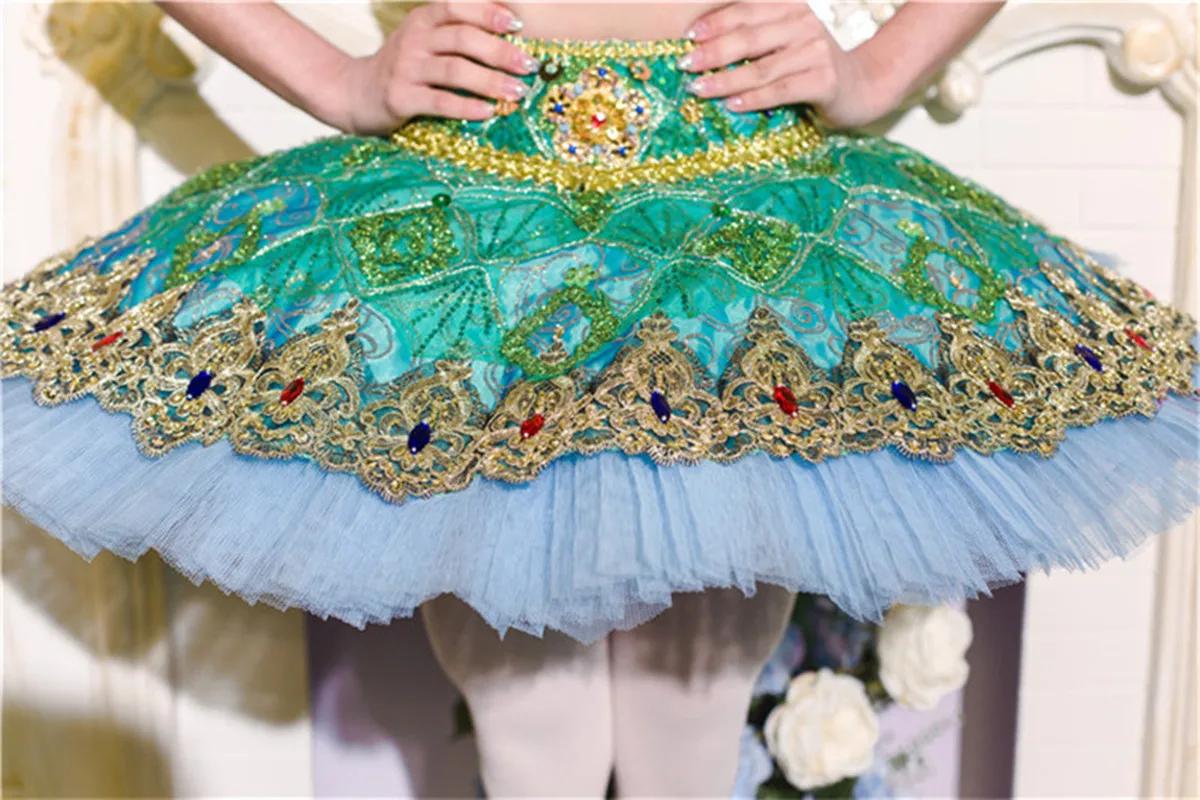 High Quality New Coming Costom Size Costom Color Children Girls Adult Woman Performance Wear Professional Green Ballet Tutu