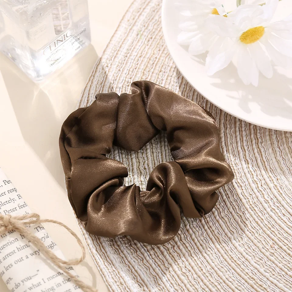 INS Style Vintage Silk Cloth French Europe and America Women Elegant Large Intestine Hair Band Solid Color Hair Accessories Gift