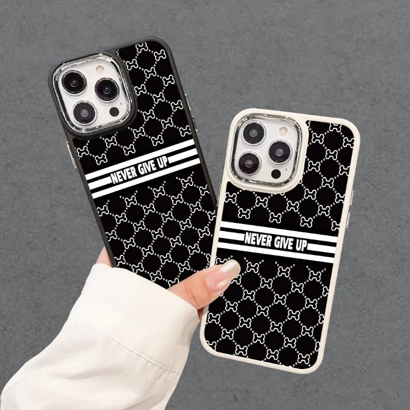 

New design pattern metal frame black and white phone case, suitable for iPhone 16,16Pro,16Pro Max, Plus to11,12,13,14,15series