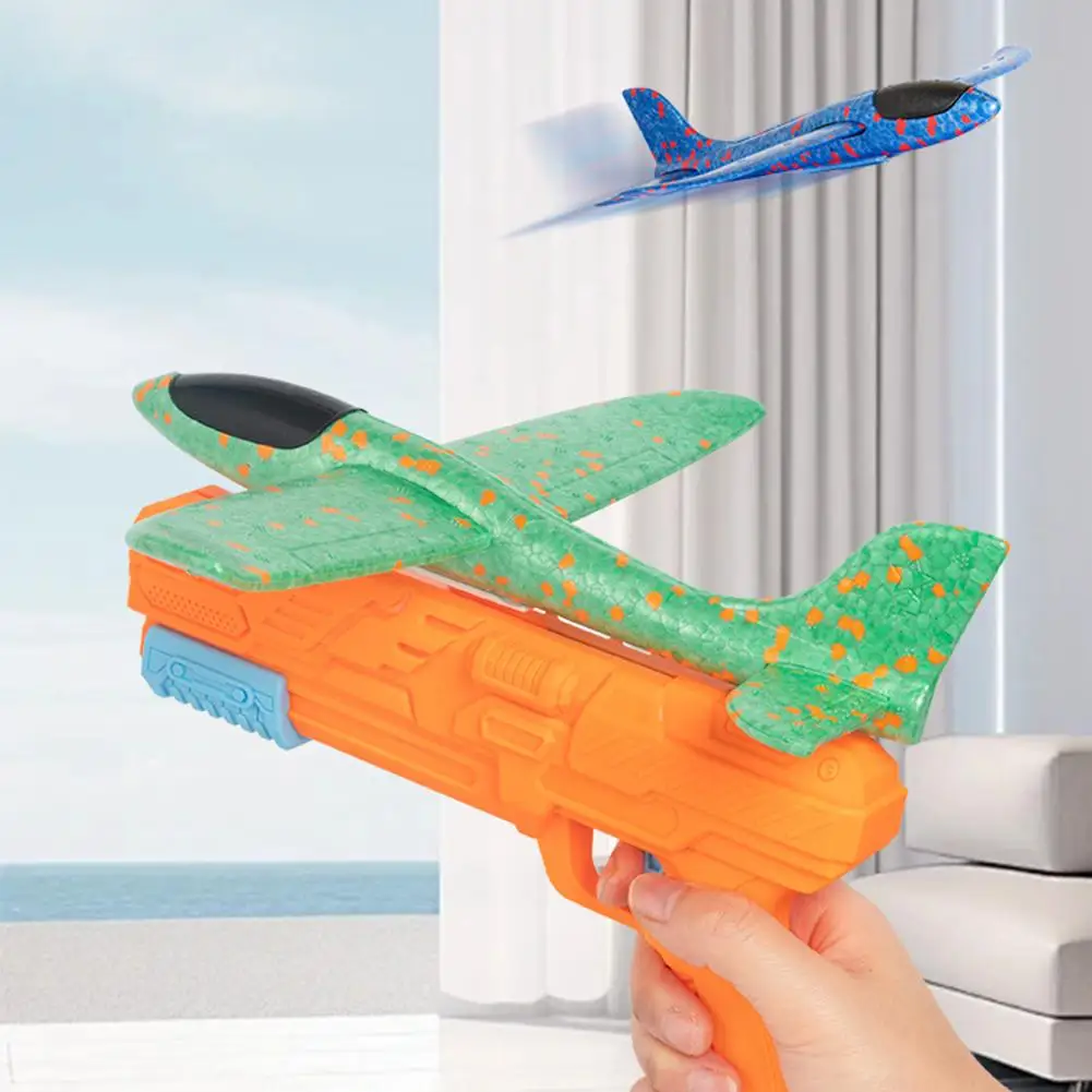子供用フォーム飛行機 10M ランチャー カタパルト グライダー 飛行機銃 おもちゃ 子供用屋外ゲーム ソフト弾丸銃 飛行機おもちゃ ワンクリック