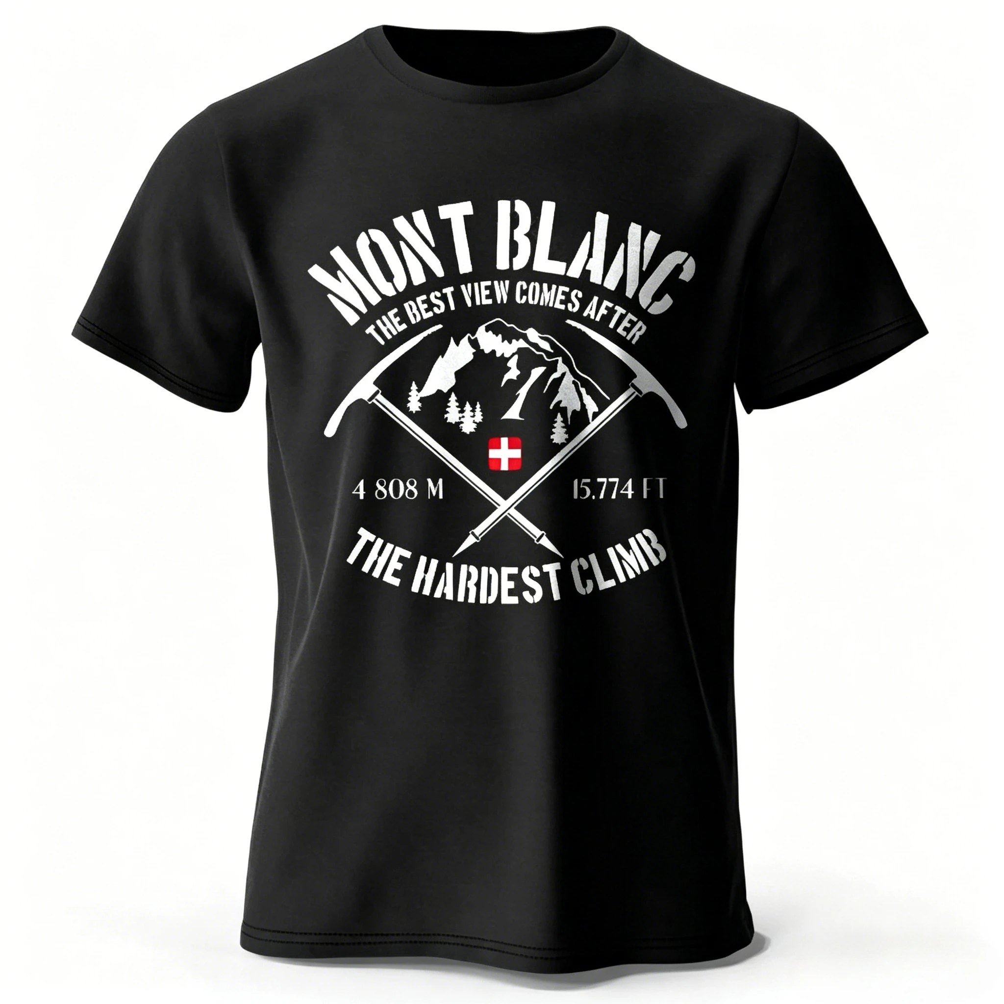 Vintage Sports Logo Cotton Mont Blanc Trekking Sport T-Shirts of High Quality Men's Clothing Women's 2026 Summer New T Shirt