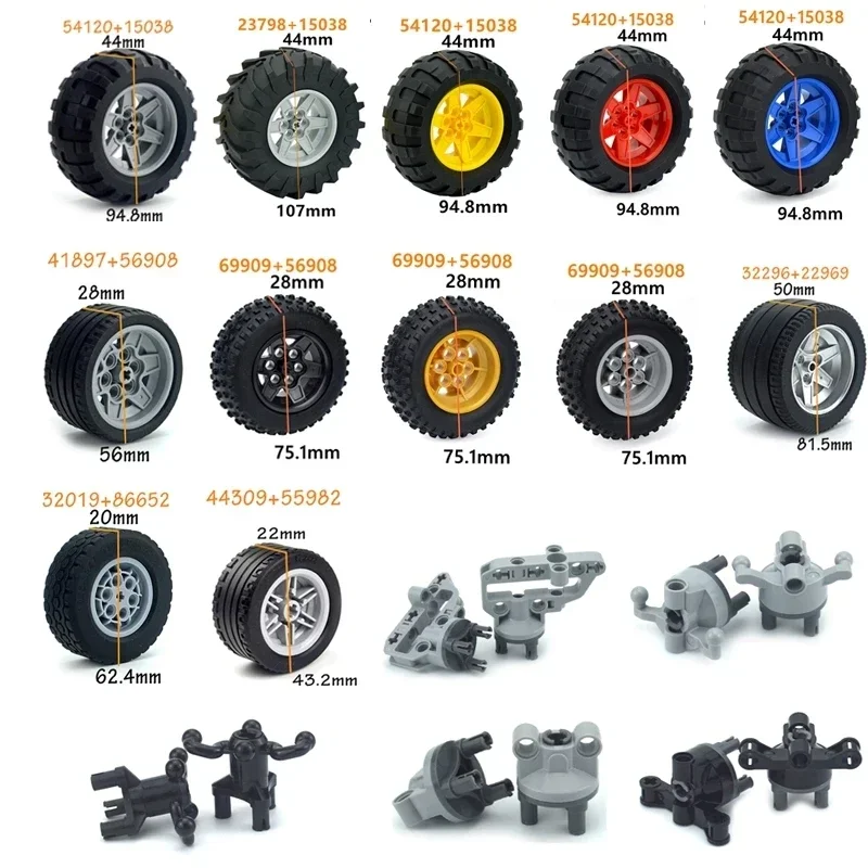 Construction Building Blocks Wheel Hub Technical Tire DIY Bricks Car Truck 69909 56908 32019 86652 56908 45982 41897 56908 54120