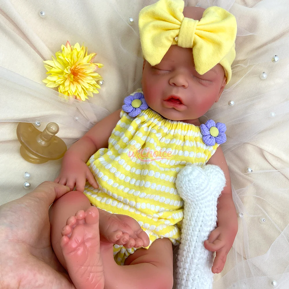 Spain Artist 18Inch Silicone Reborn Baby Doll Girl 3D Painted Skin Lifelike Bebe Muñeca Realistic Sleeping Baby Collectors Model