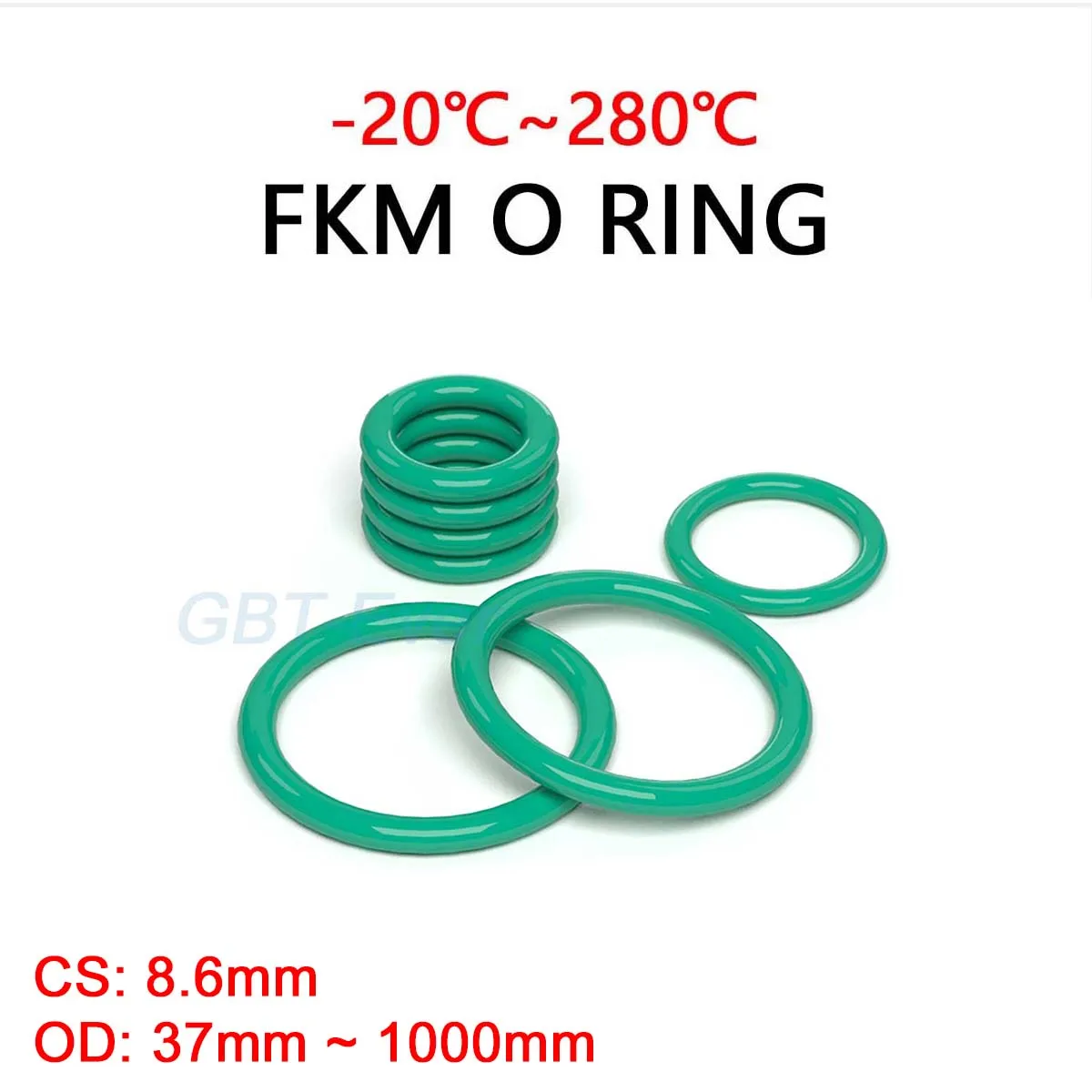 

FKM Green Fluorine Rubber O Ring CS 8.6mm OD 37mm ~ 1000mm O-Rings Sealing Gasket Washer Oil Resistant Acid & Alkali Resistant